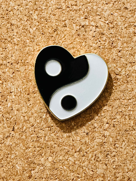 Ying Yang Heart Pin